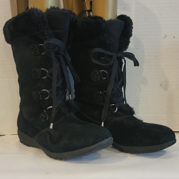 SPORTO SUEDE LEATHER BOOTS WITH FAUX FUR TRIM  (sz 7-1/2) - Picture 1 of 5